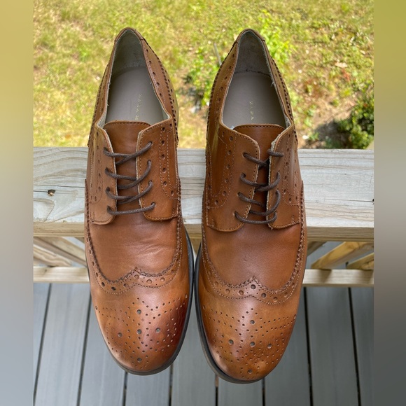 Zara Man Wingtip Oxford Brown Leather Casual Shoes Men’s Size 43 (US 9) - Picture 4 of 9